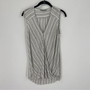 Olivia Moon Women’s V Neck Striped Sleeveless Blouse size L